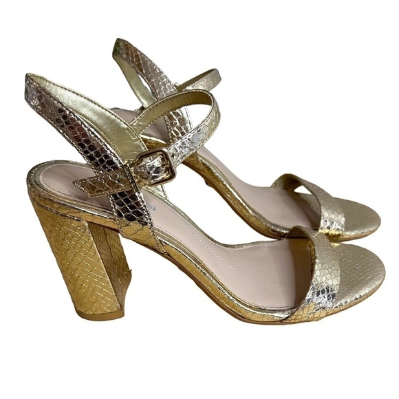 gianni BINI MCKARIA SAND GOLD BLOCK HEEL SLINGBACK DRESS SANDALS Size 7 - Picture 3 of 11